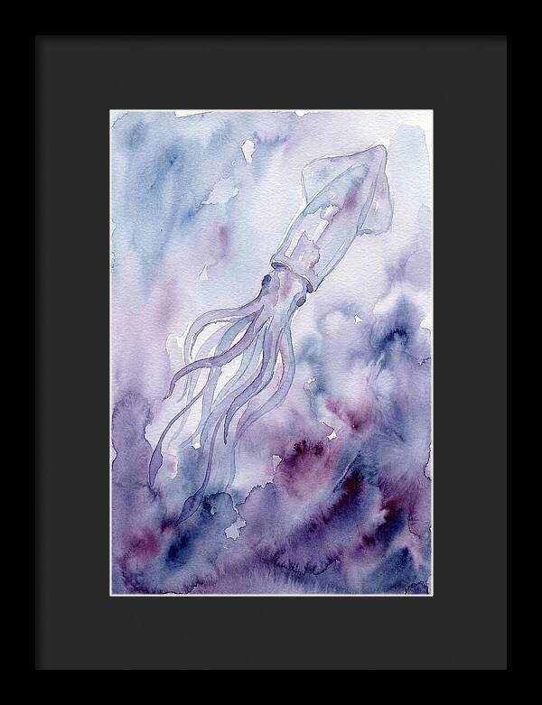 Squid Swimming Through Watercolors