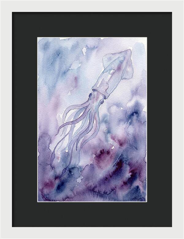 Squid Swimming Through Watercolors