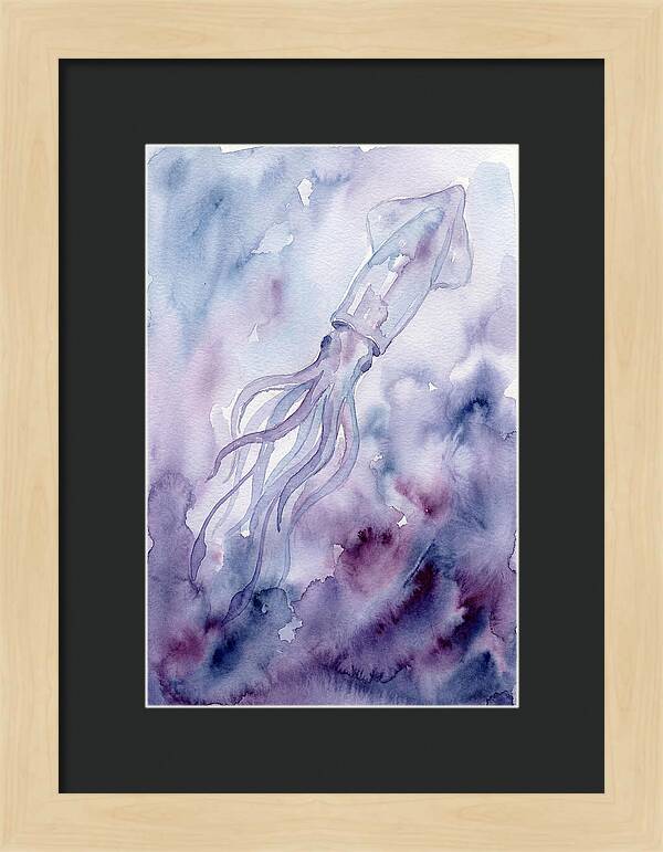 Squid Swimming Through Watercolors