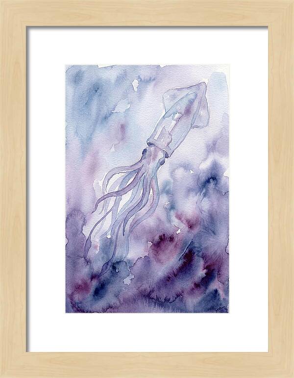 Squid Swimming Through Watercolors