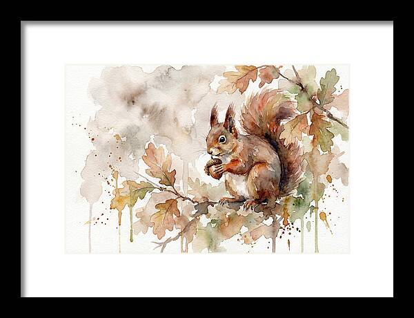 Squirrel Among Autumn Leaves