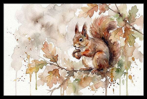 Squirrel Among Autumn Leaves