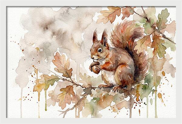 Squirrel Among Autumn Leaves