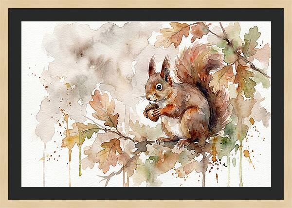 Squirrel Among Autumn Leaves