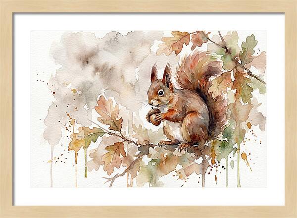 Squirrel Among Autumn Leaves