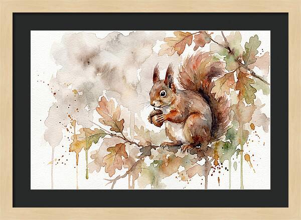 Squirrel Among Autumn Leaves