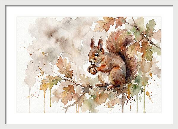 Squirrel Among Autumn Leaves