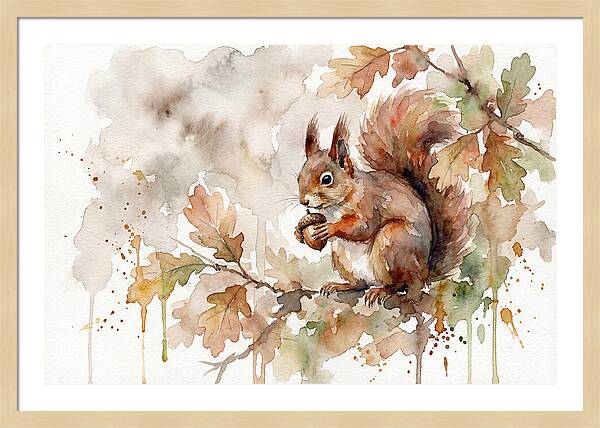 Squirrel Among Autumn Leaves