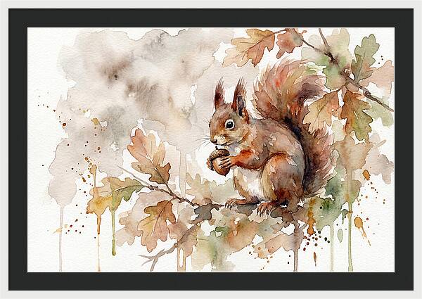 Squirrel Among Autumn Leaves