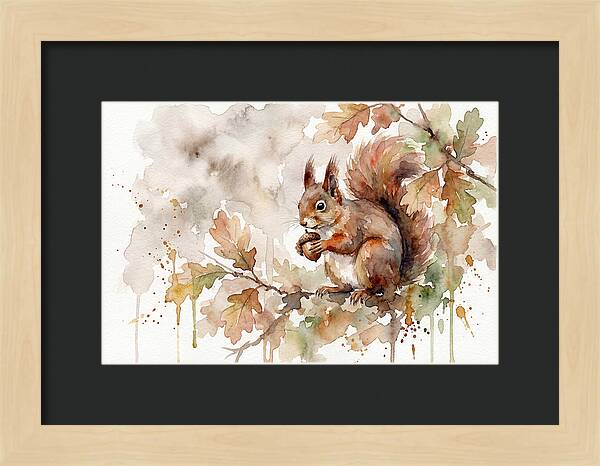Squirrel Among Autumn Leaves