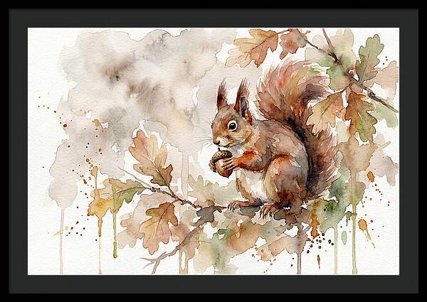 Squirrel Among Autumn Leaves