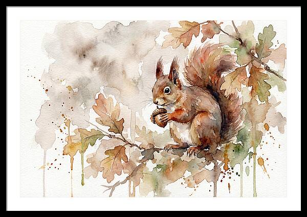Squirrel Among Autumn Leaves