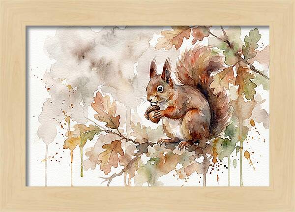 Squirrel Among Autumn Leaves