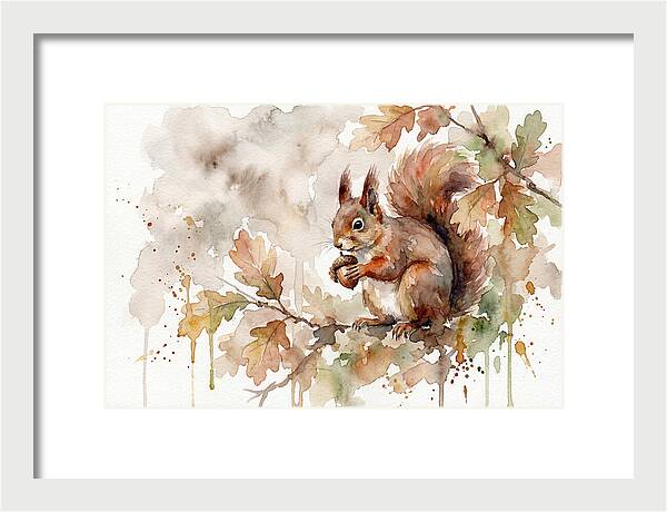Squirrel Among Autumn Leaves