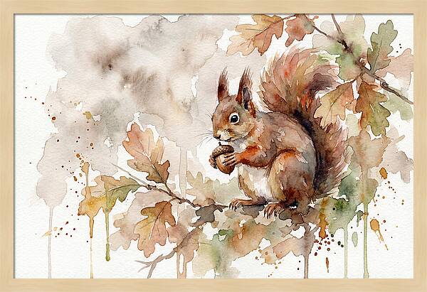 Squirrel Among Autumn Leaves