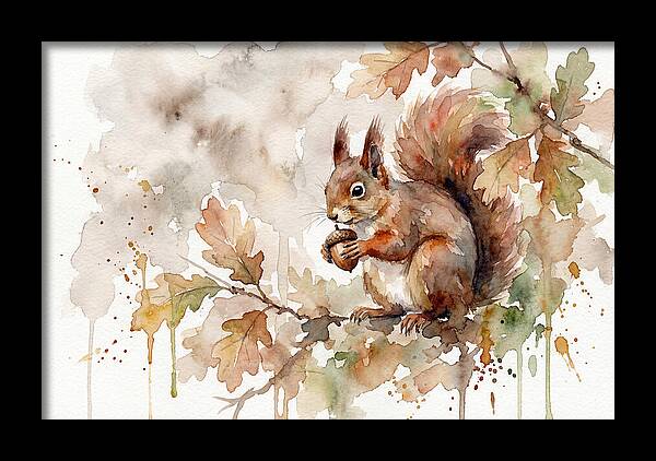 Squirrel Among Autumn Leaves