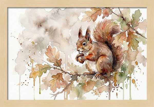 Squirrel Among Autumn Leaves