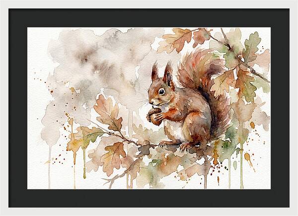 Squirrel Among Autumn Leaves