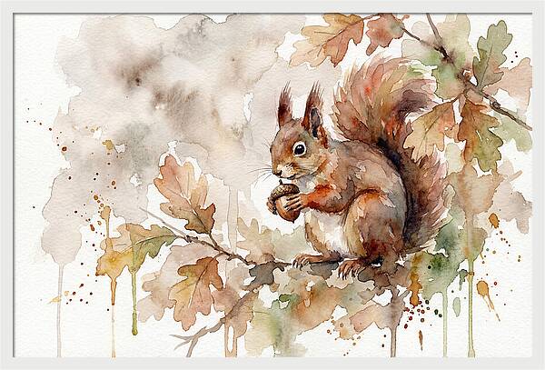 Squirrel Among Autumn Leaves