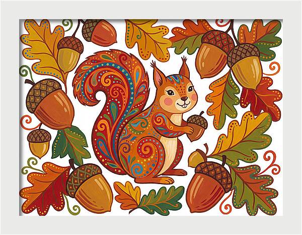 Squirrel With Acorns
