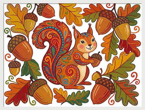 Squirrel With Acorns