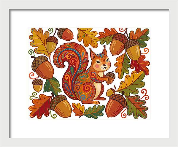 Squirrel With Acorns