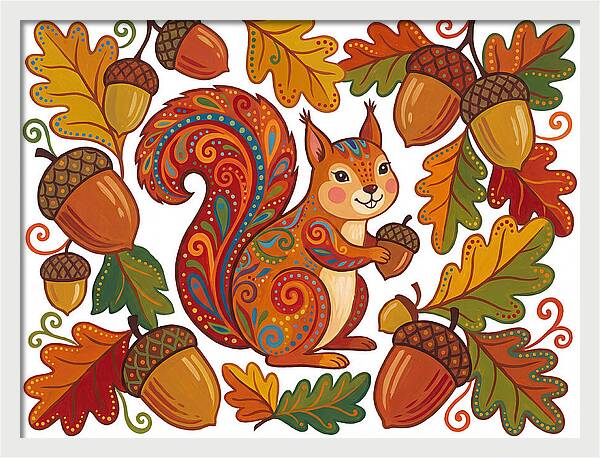 Squirrel With Acorns
