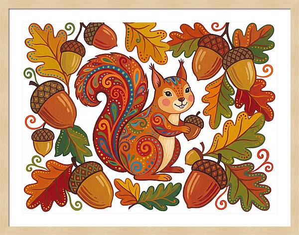 Squirrel With Acorns