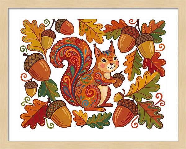 Squirrel With Acorns