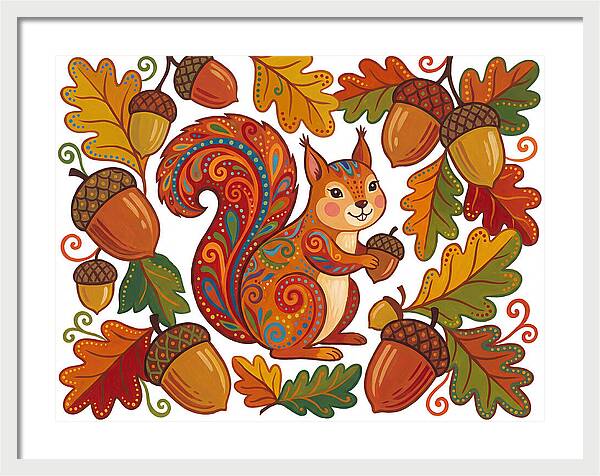 Squirrel With Acorns