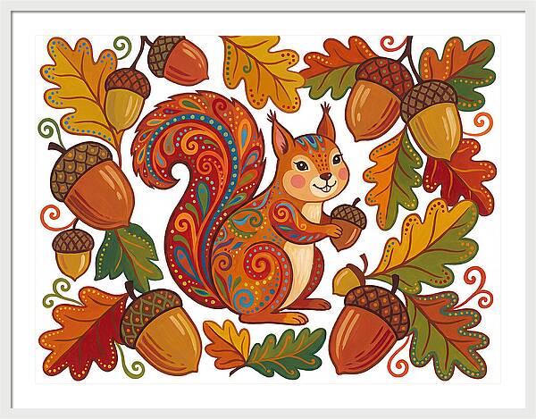 Squirrel With Acorns