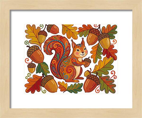 Squirrel With Acorns