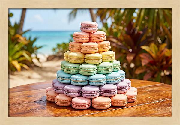 Stack Of Macarons In Pastel Rainbow