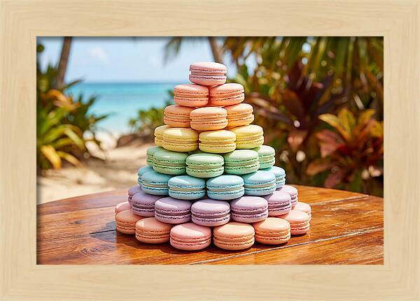 Stack Of Macarons In Pastel Rainbow