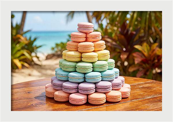 Stack Of Macarons In Pastel Rainbow