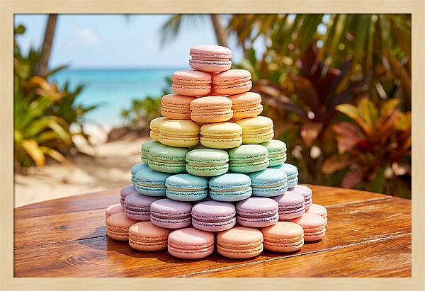 Stack Of Macarons In Pastel Rainbow
