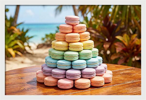 Stack Of Macarons In Pastel Rainbow