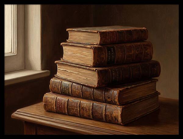 Stacked Antique Books