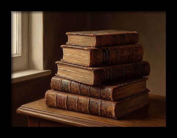 Stacked Antique Books