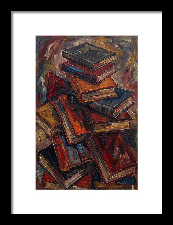 Stacked Books In Expressionist Style