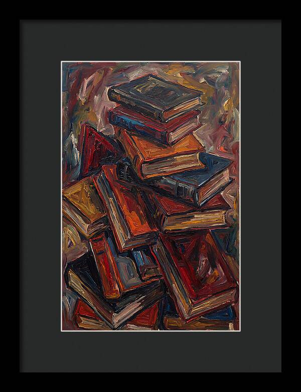 Stacked Books In Expressionist Style