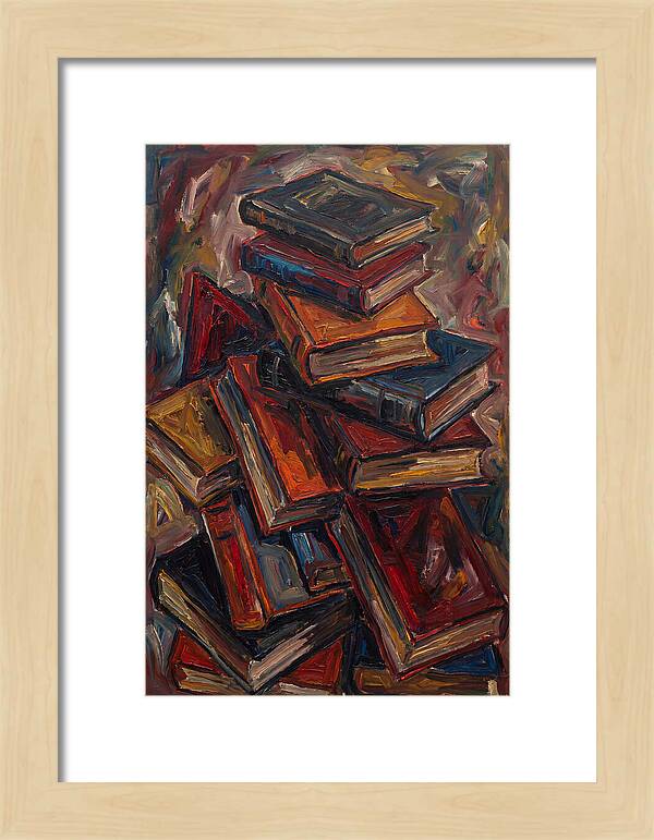Stacked Books In Expressionist Style