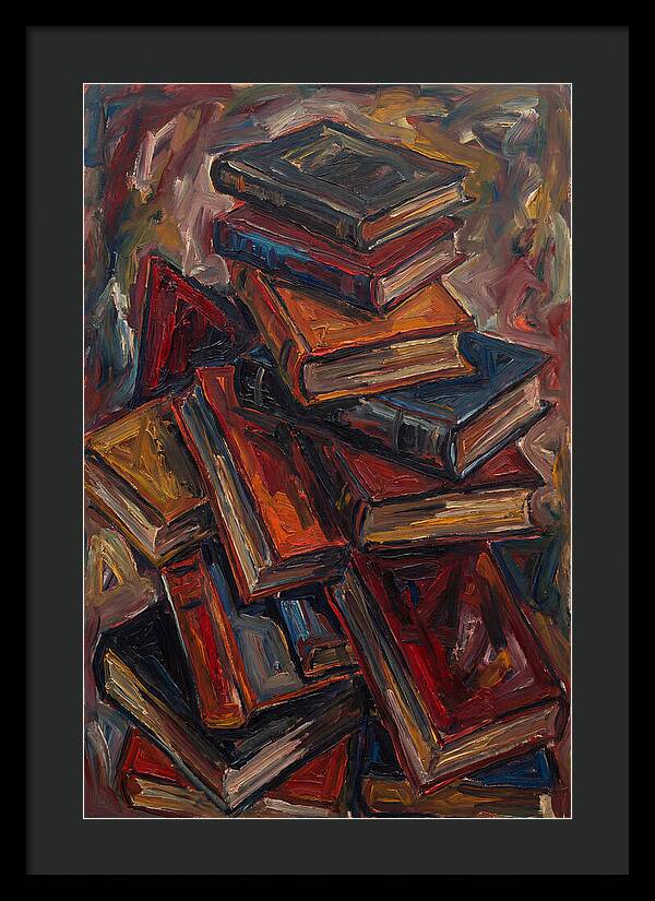 Stacked Books In Expressionist Style
