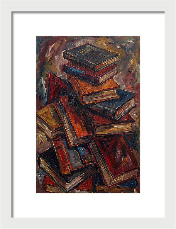 Stacked Books In Expressionist Style