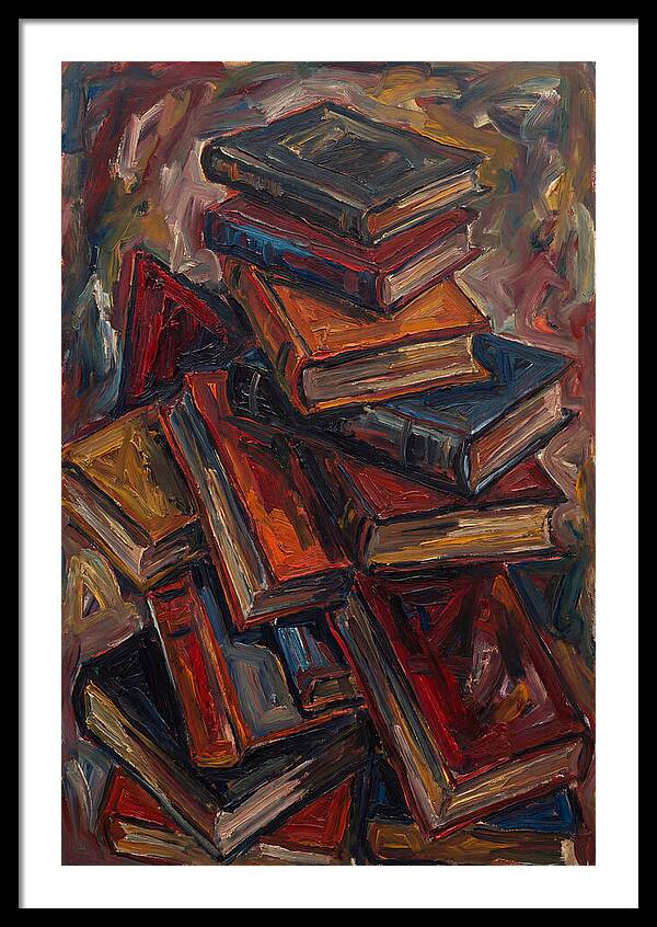 Stacked Books In Expressionist Style