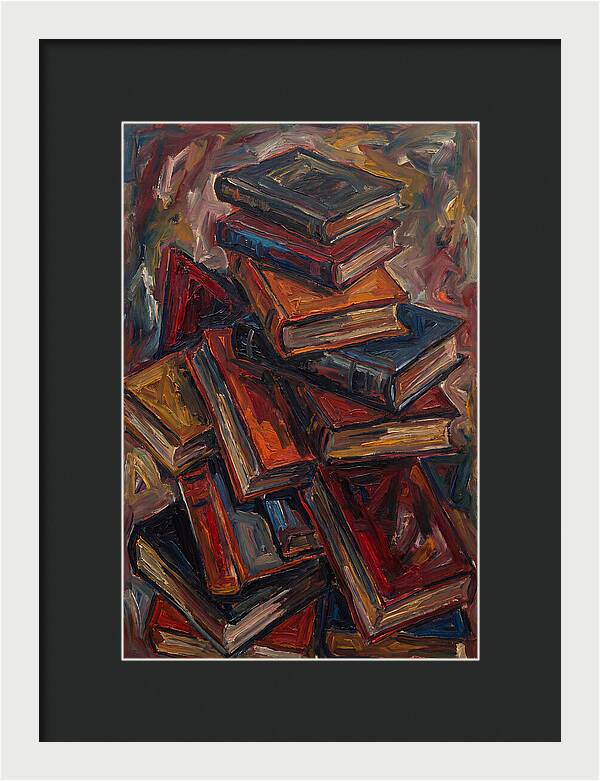 Stacked Books In Expressionist Style