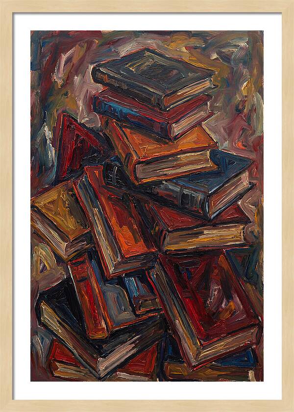 Stacked Books In Expressionist Style