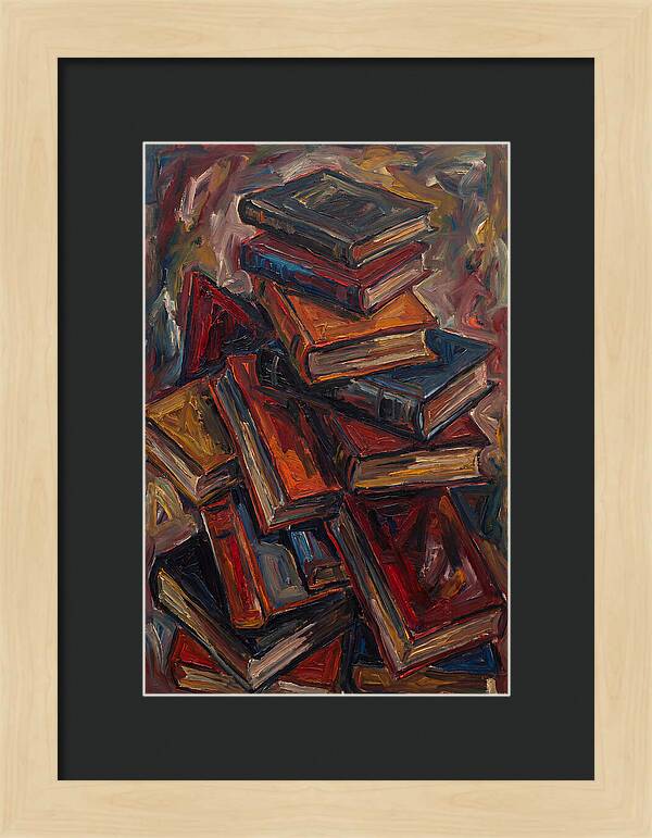 Stacked Books In Expressionist Style