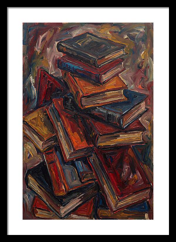 Stacked Books In Expressionist Style
