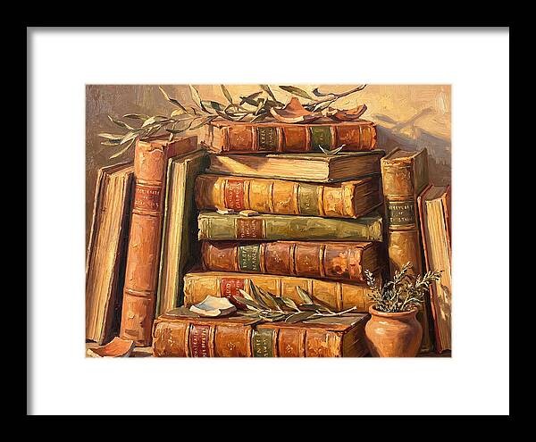 Stacked Books In Mediterranean Light